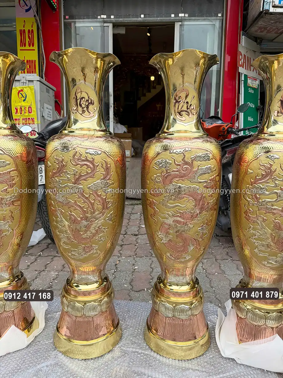 Thần b&igrave;nh ph&igrave;nh to, chạm khắc h&igrave;nh ảnh Tứ Linh 